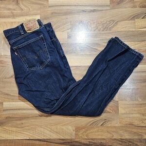 Levi's 505 Regular Fit Jeans Men's 40x32 Dark Wash Straight Leg Denim USA